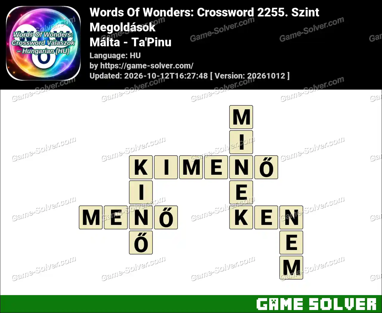 Words Of Wonders: Crossword 2255. Szint Megoldások – Málta – Ta’Pinu